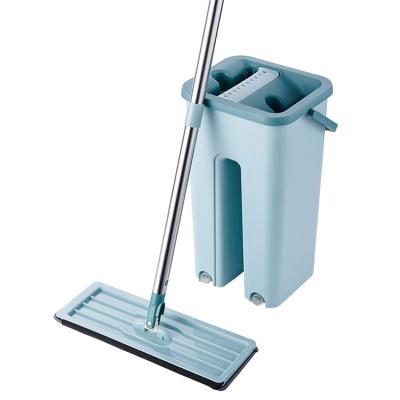 China Durable Hand Wring Free Home Cleaning Wet Dry Lazy Flat Mop Microfiber Pads Scuff Mop With Bucket for sale