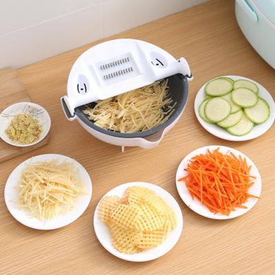 China Amazon Multifunctional 2L Kitchen Cutter Slicer Viable Hot Selling Vegetable Cleaver with Rotate Drain Basket Manual Food Grater for sale