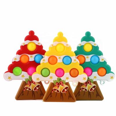 China Funny Educational Silicone Toy Christmas Tree Press Vent Toy Anti Stress Buttons Toys Push it up fidgety person Toy For Adult Kids Sensory Bubble fidgety person reliever for sale