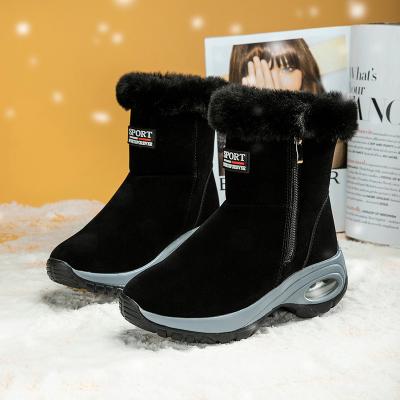 China CUSHIONING high quality ladies adult girls anklet simple beige black leather winter boots, winter boots for women, winter boots for sale