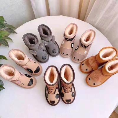 China CUSHIONING fashion custom luxury brand high quality logo fur winter boys fluffy snow boots for kids for sale