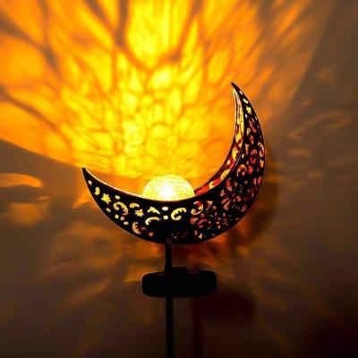 China Garden Landscape Yard Walkway Metal Solar Moon Lights Outdoor Garden Lights Solar Powered for sale