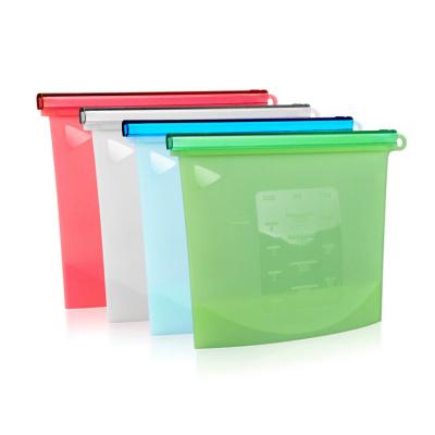 China 1000ml Microwave Sustainable Available No BPA Reusable Food Grade Freezer Storage Silicone Food Storage Bags for sale