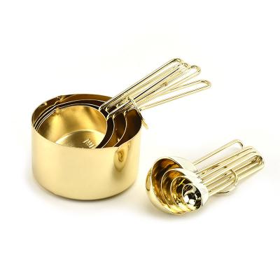 China New Design Viable Gold Color Promo Copper Stainless Steel Measuring Cup With Marking for sale