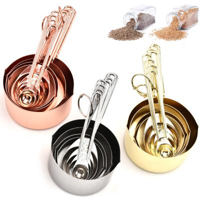 China Smidgen Small Metal Scoop Solid Bulk Stainless Steel Hanging Rose Gold Round Narrow Measuring Brass Copper Cups And Spoons for sale