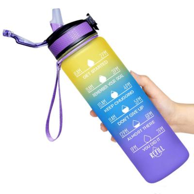 China Amazon Hot Sale 1000ml Tritan Dishwasher Safe 32oz Eco Friendly Large Size Water Bottle With Weather Marker Bpa Free for sale