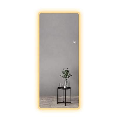 China Hotel Mirror Decorative Wall Mounted Touch Full Body Mirror Smart Switch Led Makeup Lighted Makeup Mirror for sale