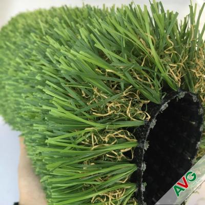 China Monofilament PE + Curly PP 12400Dtex Outdoor Artificial Grass Plump Surface for sale