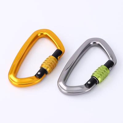 China Durable Climbing Snap Tool Holder Aluminum Alloy Carabiner D-Ring Clip Heavy Duty Staple Hook With Screwgate For Protective Device for sale