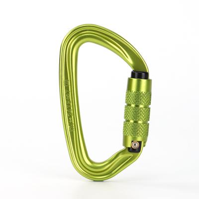 China Durable Multi Color High Strength 25kn D-shape Climbing Snap Metal Carabiner Custom Climbing Hook With Customized Logo for sale