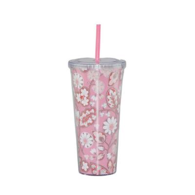 China Stocked 24OZ Bpa Free Plastic Straw Tumbler Straw Cup With Dome Lid for sale