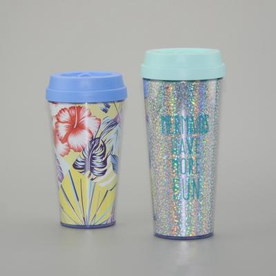 China Hot Sale Reusable Coffee Mug Press Insulated Plastic Tumbler Stainless Steel Travel Mug for sale