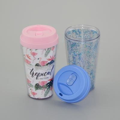 China Reusable Automatic Coffee Mug Silicone 14oz Coffee Insulated Plastic Tumbler Cups Travel Mug for sale