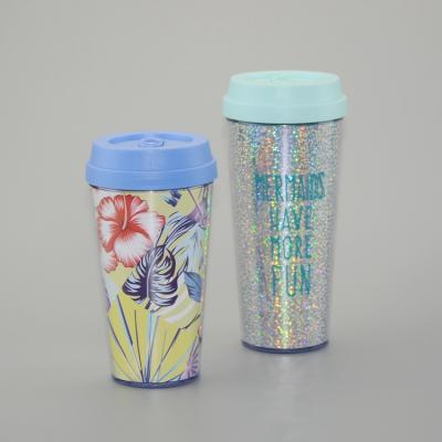 China Hot Selling Reusable Coffee Mug Factory Coffee Insulated With Lid And Brush Plastic Tumbler Travel Mug for sale