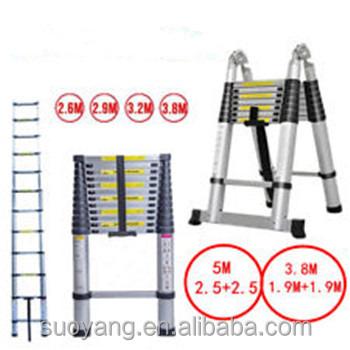 China New 14 Foot Telescopic Compact Step Double Ladders Parts Folding Wooden Ladder for sale