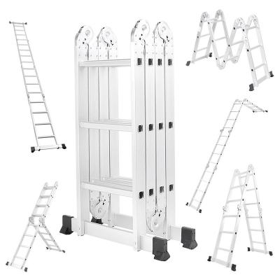 China Universal Folding Ladders 3.7m High Quality Aluminum Folding Ladders With Big Small Hinge Foldable Stair Ladder EN131 for sale