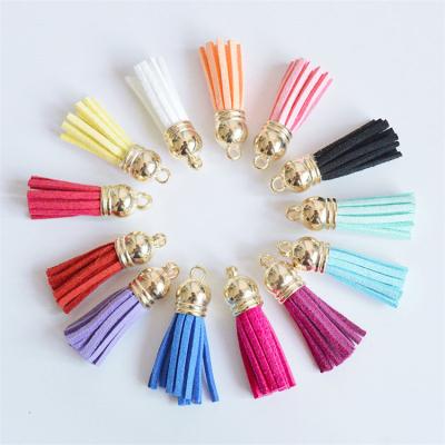 China Wholesale High Quality Velvet Suede Tassels Decorative Bulk Keys Korea Eco-Friendly Material Fringe Leather Tassels for sale