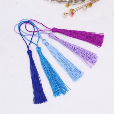 China High Quality Eco-friendly Colorful Polyester Silk Jewelry Tassel Decorative Fringe Material 8cm Mini Cotton Tassel With Loop for sale