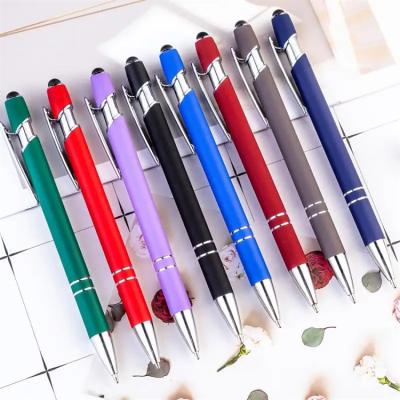 China Hot Selling Promotional New Gift Ball Pen Multifunctional Soft Touch Touch Screen Pen 2 in 1 With Logo Metal Ballpoint Pens Custom Made for sale