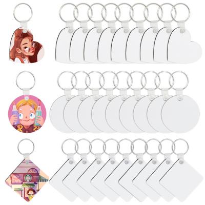 China Wholesale Rectangle Eco-Friendly Round Shape Sublimation MDF Circle Circle MDF Blank Blank Key Chain White for sale