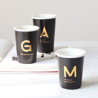 China Decal Printed Letter Pattern Monogram Ceramic Mugs Multisize Eco-Friendly Sustainable And Custom Coffee Mugs Coffee Mugs Without Handle for sale