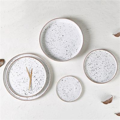 China Wholesale Viable White Nordic Wedding Christmas Restaurant Dinner Round Round Ceramic Splatter-Ink Dish for Dessert Pasta for sale