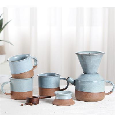 China Vintage Sustainable Tabletop New Products Ceramic Coffee Dripper Coffee Cup Set Pour Over Coffee Set For Gift for sale