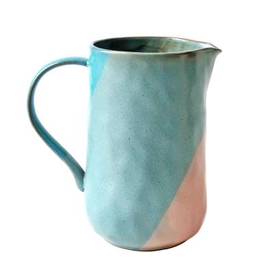 China Wholesale Nordic High Quality Sustainable Colorful Ceramic Water Pitcher Cold Water Drinking Custom Jug Without Lid for sale