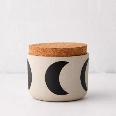 China Gift Giving Wholesale Custom Nordic Unique Matte Candle Jar Ceramic Candle Vessels With Lid for sale