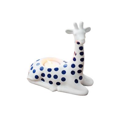 China Gift Giving Wholesale Unique Design Giraffe Shape Home Decor Nordic Ceramic Candle Holder Tealight Other Candle Holders For Gift for sale