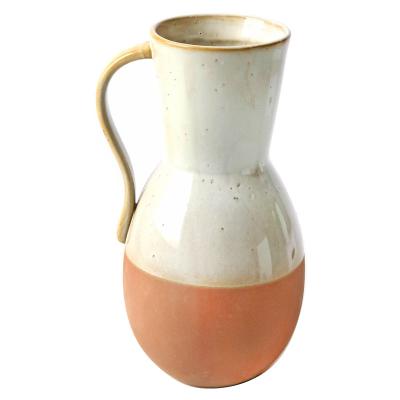 China Vintage Novelty Tabletop Decorative Flower Vase Large Stoneware Terracotta Style Home Decor Wholesale Vases With Handle for sale