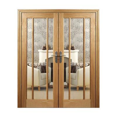 China Sound insulation living room decoration french style modern simple design double glass wooden door for sale