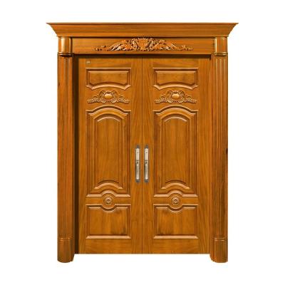 China Sound Insulation Oak Wood Main Door Design Antique Wood Carving Wooden Door Double for sale