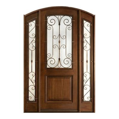 China Exterior Solid Wood Door Sound Insulation Villa Door Style Large French Front Entrance With Fiberglass Design for sale