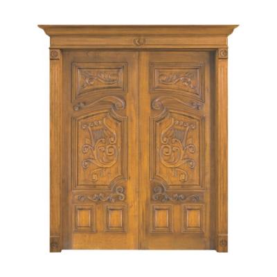 China Old Red Oak Sound Insulation American Natural Cherry Veneer Double Front Entrance Front Wooden Door for sale