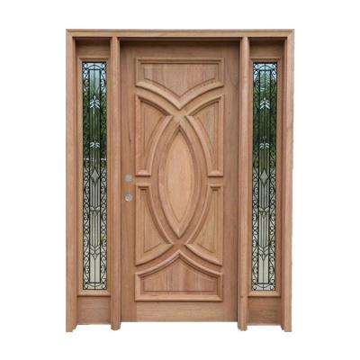 China Art modern luxury mahogany exterior wooden glass door design sound insulation villa solid wood door for sale