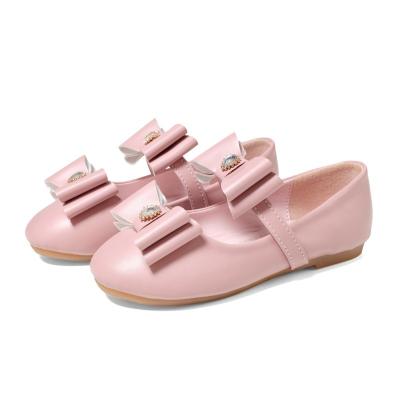 China Other Bow Pink Flat Black Leather Mary Jane PU Shoes Luxury Baby Dress Princess Shoes Soft Unique Casual Flats Shoes For Kids for sale