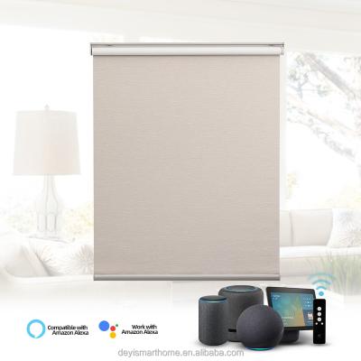 China Eco-friendly Deyi Motorized Smart Roller Blind Shades, Wifi Automatic Electric Rechargeable Blackout Window Roller Blind Shade for sale