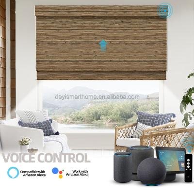 China Eco-friendly Automatic Bamboo Blind Roll Up Blinds Roman Blinds Shades Electronic Automatic Shutters for sale