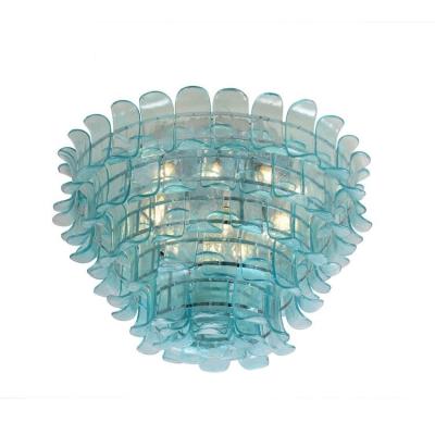 China Modern Luxury Blue Romantic Bedroom Light LED Blue Hanging Glass Chandelier For Living Room for sale