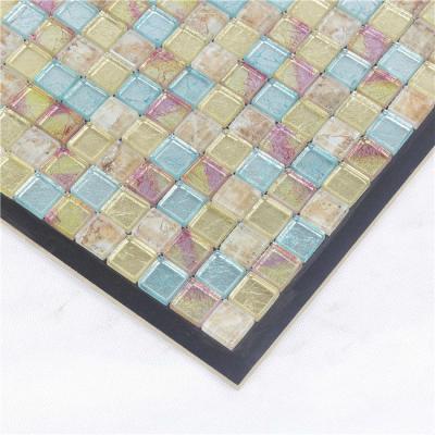 China GUCI Gold Cube Color Crystal Glass Mosaic Tiles in Modern Bule Multi Thick Mixed Pink Small for sale