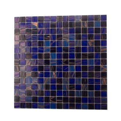 China Modern Classic Mixed Blue And Purple Square Gold Glossy Line Hot Melt Glass Mosaic GUCI Tile for sale