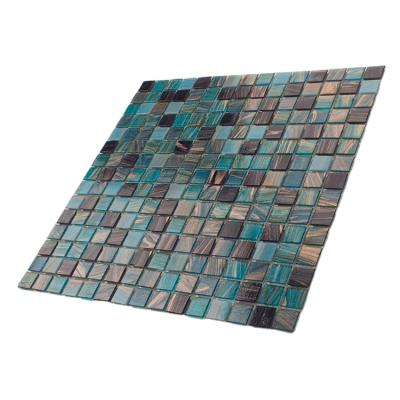 China Mix Modern Cheap Black Azure Design GUCI Glass Mosaic Pool Tile Wall Gold Line for sale