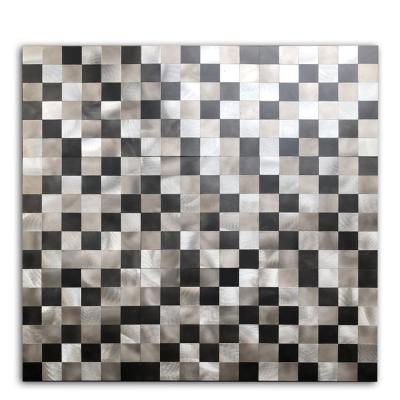 China Foshan factory price cheap wall and floor square mixed black and white self adhesive aluminum composite mosaic tiles panel mosaic for sale