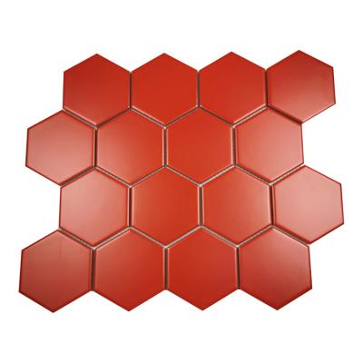 China Bathroom Kitchen Living Room Terracotta Red Clay Brick Hexagonal Floor Tile for sale