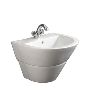 China Washroom Easy Clean Wall Hung Hand Wash Basin Porcelain White Glazed Ceramic Bathroom Sink for sale