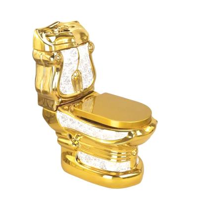 China Royal Style Luxury Gold Plated Two Pieces Toilet Bathroom Pedestal Sink Sets for sale