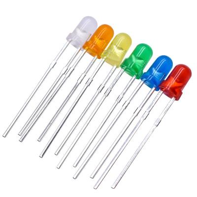 China F-3 3mm Light Orange Light Red Blue Yellow Green Light Red Indicator Directly Inserted LED Light Diode 3mm Around Different LED for sale