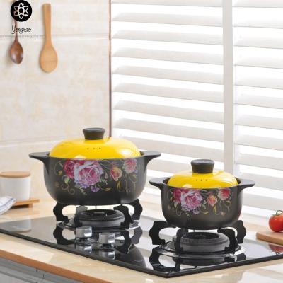 China Sustainable Wholesale Porcelain Terracotta Cooking Pot And Pan Sets With Lid And Handle for sale