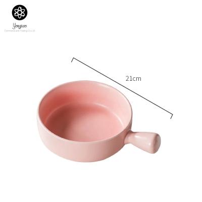 China Nordic Style Disposable Tableware Large Irregular Matte Ceramic Salad Soup Bowl With Lid Noodle Dinner Bowl With Handle for sale